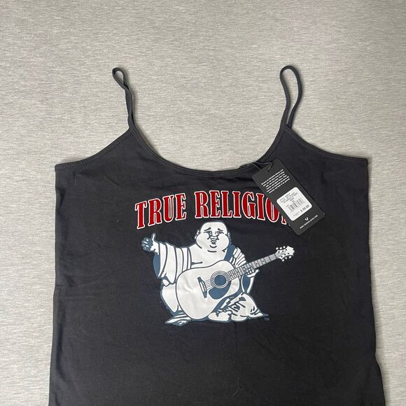 True Religion Women’s Vintage Buddha Logo Baby Cami Tank Top - Picture 5 of 7